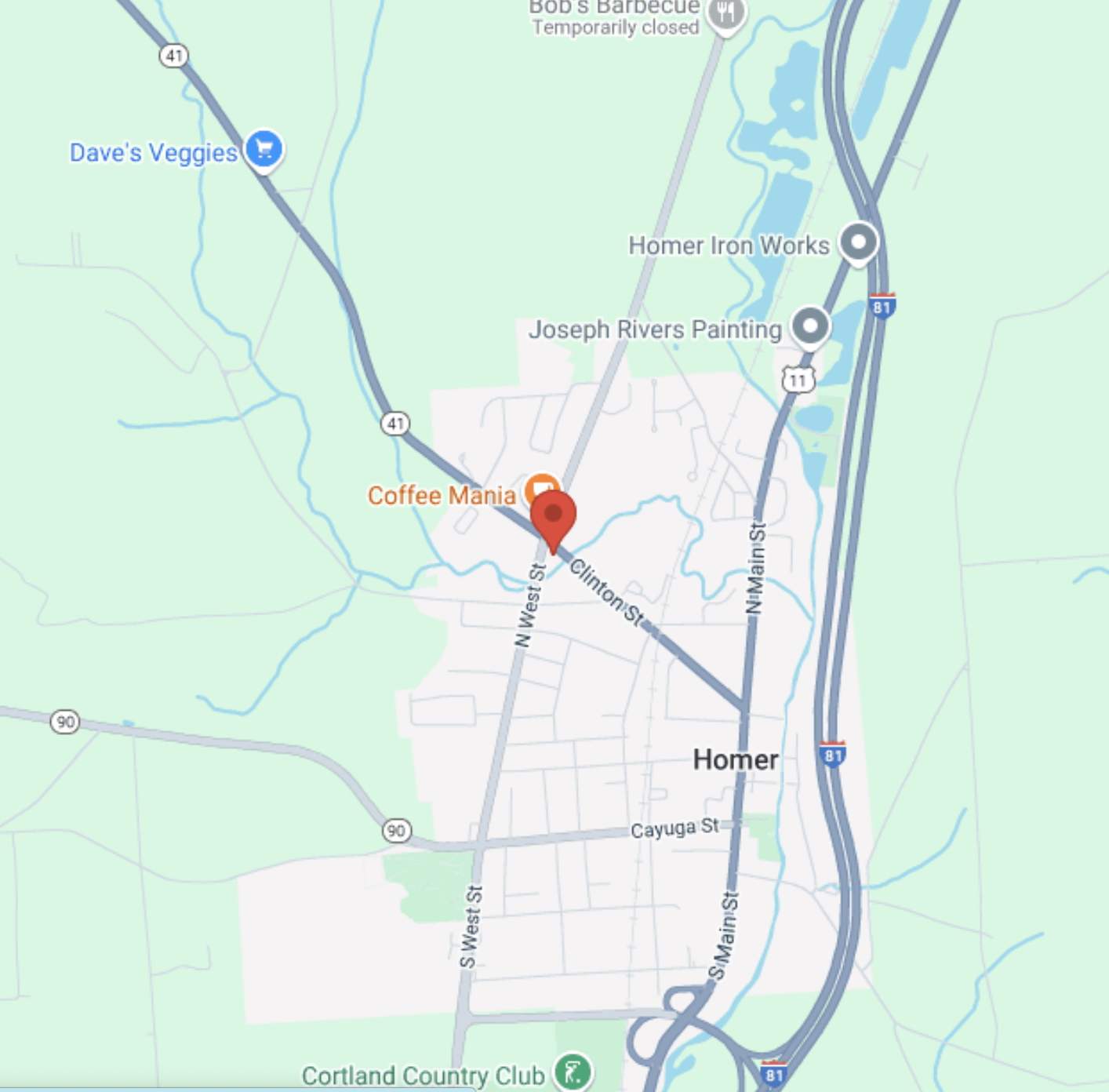 Map to Cortland Chiropractic in Homer , NY